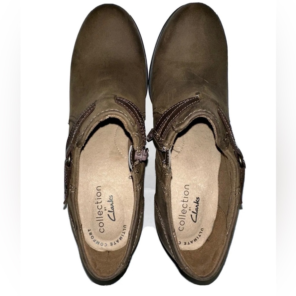 Clarks Diane Lela Womens Size 6.5 Taupe Leather Bootie Dark Ortholite Worn Once - Picture 4 of 12